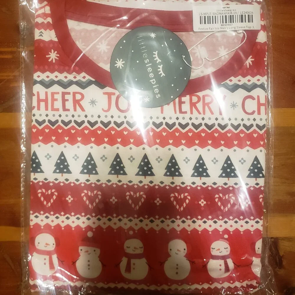 Little Sleepies Mens PJ Top Festive Fair Isle - Picture 1 of 1